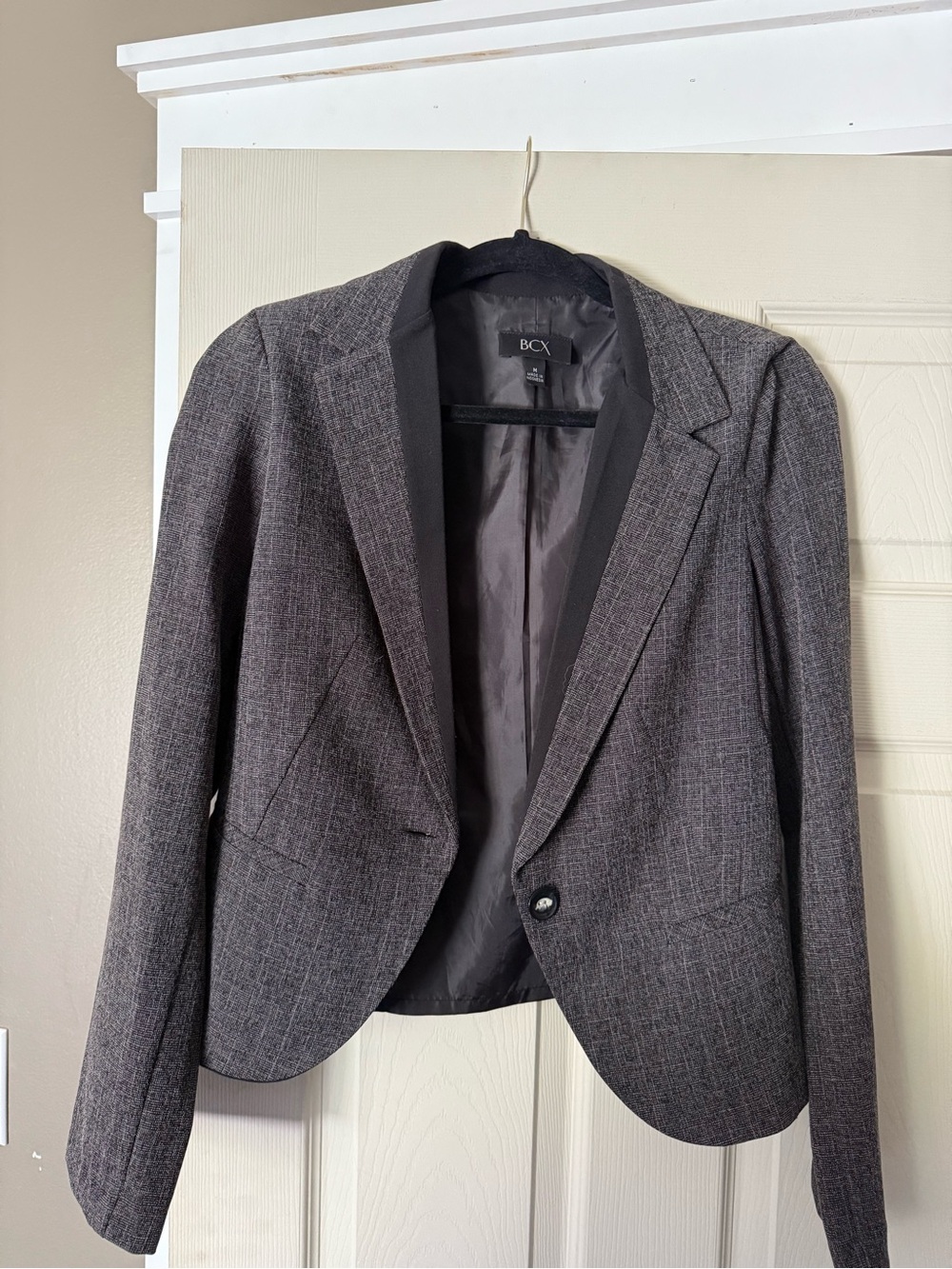 BCX Women's Charcoal Gray Single-Button Tailored Blazer